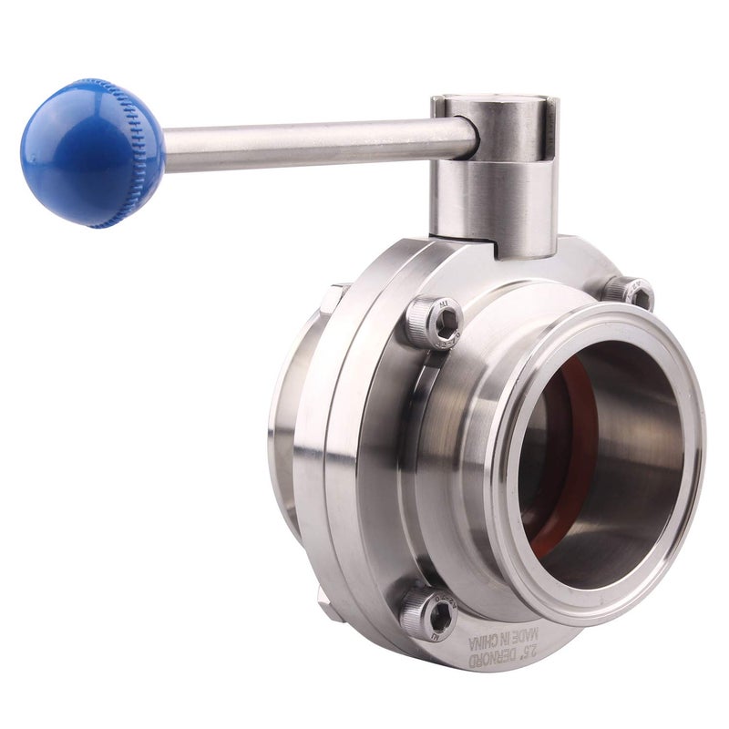 DERNORD Sanitary Butterfly Valve with Pull Handle Stainless Steel 304 Tri Clamp Clover (2.5" Tube OD) - Image 2